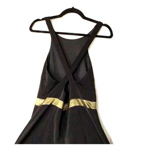 Open back cross strap black gown